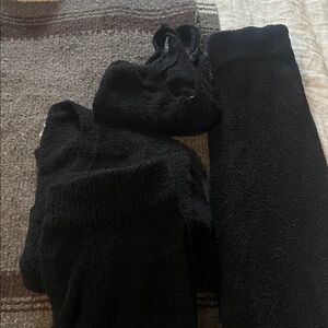 Stars Above Black Fuzzy Sleepwear Set 4 pieces